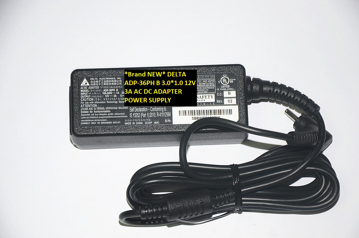 *Brand NEW* DELTA ADP-36PH B 3.0*1.0 12V 3A AC DC ADAPTER POWER SUPPLY